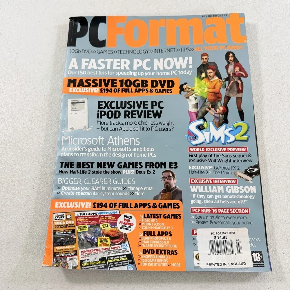 PC Format Magazine #150 July 2003 Sims 2 iPod Vintage Tech Gaming